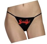 SnowGirl Women Black Intimate Bikini Thongs - Snowmobile Snowboarding Clothing, large, red signature logo