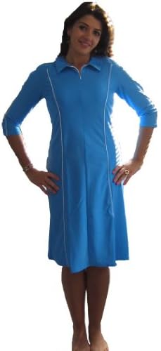 Aqua Modesta® Modest Ladies swimdress style 2616 with zipper-Deep Turquoise-Xs