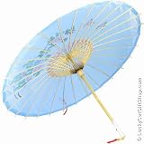 Blue Hand-Painted Silky Chinese Parasol