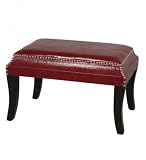 Faux Leather Ottoman with Nailhead Accents (Alligator Red) (18H x 28W x 18D)