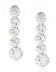 Anne Klein "All That Glitters" Silver-Tone and Crystal Stacked Fireball Drop Earrings