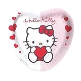 Sanrio - 8 Assiettes en carton - Hello Kitty Coeur - 23 cm de diamètre.