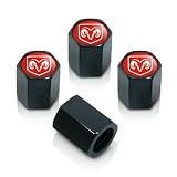Dodge Red Logo Black Tire Stem Valve Caps