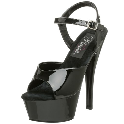 Pleaser Women's Kiss-209,Black/Black,12 M