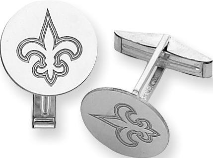 Sterling Silver NFL New Orleans Saints Logo Cufflinks