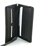 Black Genuine LEATHER Travel Document Passport Zippered Case Holder