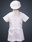 White Diamond Vest and Short Christening or Special Occasion Set with Cap