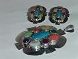 Multi Stone Jewelry Silver Pendant and Earrings Set - ST-0005
