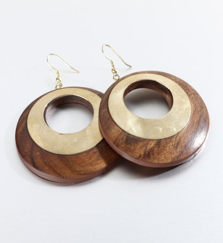 Wooden Cut-Out Hoop Earrings
