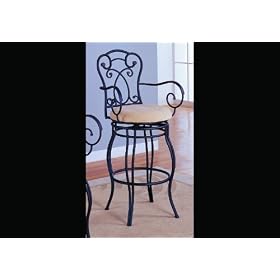 Click here to buy Black Metal Scroll Design Swivel 29 Inch Barstool Stool by Coaster.
