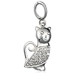silver and diamond cat charm