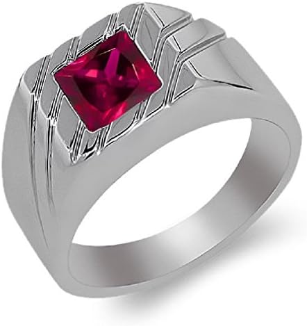 Pink Cookie Princess Red Created Ruby Silver Men's Ring