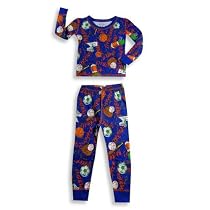 Sara's Prints - Toddler Boys Long Sleeve Pajamas, Royal, Orange (Size 4)