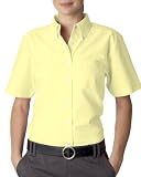 UltraClub Women039s Classic Wrinkle-Free Short Sleeve Oxford Shirt - Butter - XX-Large