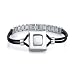 Star Chic: Stainless Steel Link and White Ceramic Centerpiece Dual Rubber Cord Bracelet