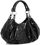 Oversized Patent Pleated Hobo by Melie Bianco - Black or Purple