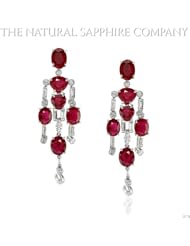 Platinum earrings with 13.88ctw rubies and 1.70ctw diamonds