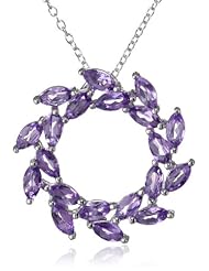 Sterling Silver Leaf Design Circle Pendant Necklace, 18"