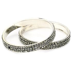Chamak by priya kakkar Set Of 2 Classic Grey Crystallized Ban
