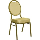 Beige Patterned Tear Drop Style Stacking Banquet Chair - Gold Frame [RT-C04-ALLGOLD-B-085-GG]