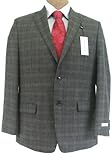 Calvin Klein Mens SB 2 Button Dark Gray Plaid Wool Suit - Size 42S
