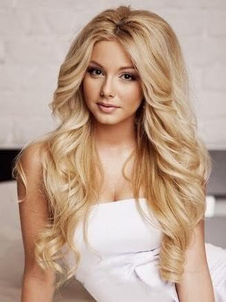 Magic Wig World Long Blonde Curly Wave Voluminous Wig