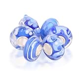 Bling Jewelry Assorted Ocean Blue Lampwork Murano Glass Bead Bundle .925 Sterling Silver Pandora Compatible