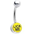 Stainless Steel Lick Me Logo Belly Ring