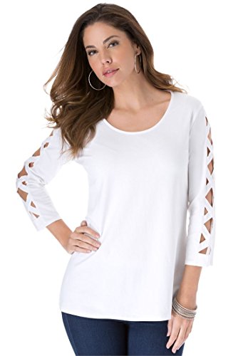 Roamans Women's Plus Size 3/4 Sleeve Runway Tee