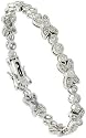 Sterling Silver Vintage Style CZ Butterfly Bracelet, 7 in., 1/4" (7mm) wide