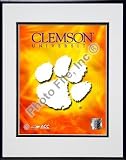2008 Clemson University Team Logo Double Matted 8Ó x 10Ó Photograph in Black Anodized Aluminum Frame