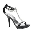 Womens T Strap Sandal Shoes 4 1/4 Inch Heel Sexy Mini Platform Back Zip High Heel Shoe Black