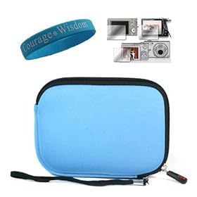 Light Blue Mini Camcorder Case for Panasonic TA1 Ultrathin HD Pocket Camcorder + Screen Protector for Panasonic TA-1 + Wristband