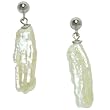 HinsonGayle "Stonehenge" White Biwa Pearl Drop Earrings (Sterling Silver)