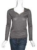 GIANFRANCO FERRE Metallic V Neck Top in Gray