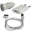 PACK CHARGEUR 3 EN 1 SECTEUR + VOITURE + USB SYNCHRO POUR IPHONE 4S, 4, 3GS, 3, IPOD