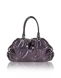 Francesco Biasia Ellen - Printed Satin and Calfskin Satchel Bag Purple