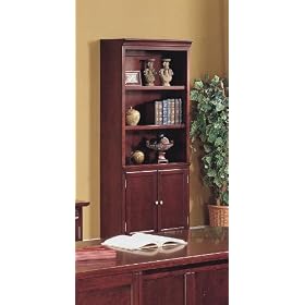 Elegant Cherry Finish Home Office Storage Shelves Bookcase
