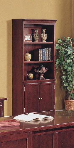 Elegant Cherry Finish Home Office Storage Shelves Bookcase