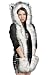 Faux FUR ANIMAL WINTER SNOW HATS HOODS ski GRAY GREY HUSKY WITH MITTENS UNISEX GLOVES SCARF WITH PAW
