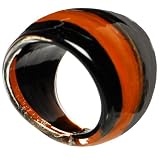 Handmade Striped Orange Bold Glass Ring