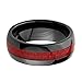 8mm Round Edge Ceramic Comfort Fit Red Carbon Fiber Fibre Wedding Band Ring (Size 5 to 15)