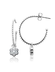 10K Gold and Silver 7 Stones Hoop Diamond Earrings (GH, I1-I2, 0.50 carat)