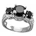 4.05ct Fancy-Black Diamond Ring Three-Stone 14k White Gold