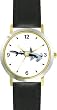 Hammerhead Shark Animal - WATCHBUDDY&reg; DELUXE TWO-TONE THEME WATCH - Arabic Numbers - Black Leather Strap-Size-Children's Size-Small ( Boy's Size & Girl's Size )