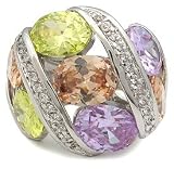BIG Multicolor Oval CZ Right Hand Ring