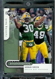 2005 Upper Deck Foundations Football Card # 34 Ahman Green Green Bay Packers - Mint Condition - In Protective Display Case !