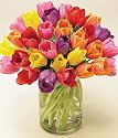 Flowers - 30 Assorted Tulips with Vase
