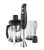 Russell Hobbs Marco Pierre White 3-in-1 Hand Blender 14334 with Balloon Whisk and Chopping Bowl (Black)