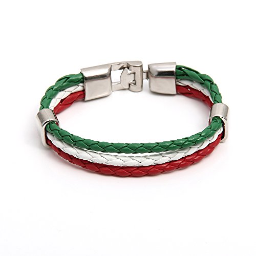 O.R.® (Old Rubin) Stylisches Armband PU Lederarmband Kordelarmband Fanartikel Fussball Weltmeisterschaft 2014 WM & EM Länder Style geflochten (Italien)